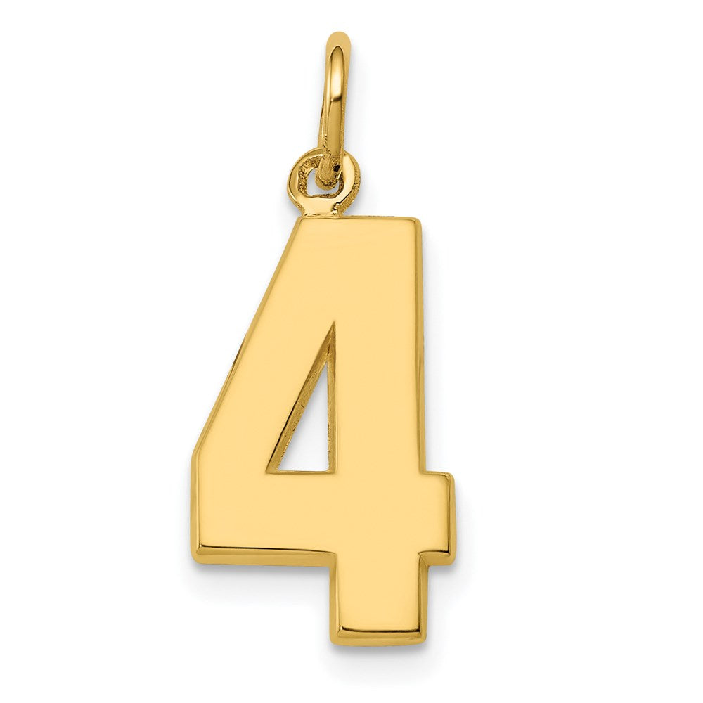 14k Medium Polished Number 4 Charm