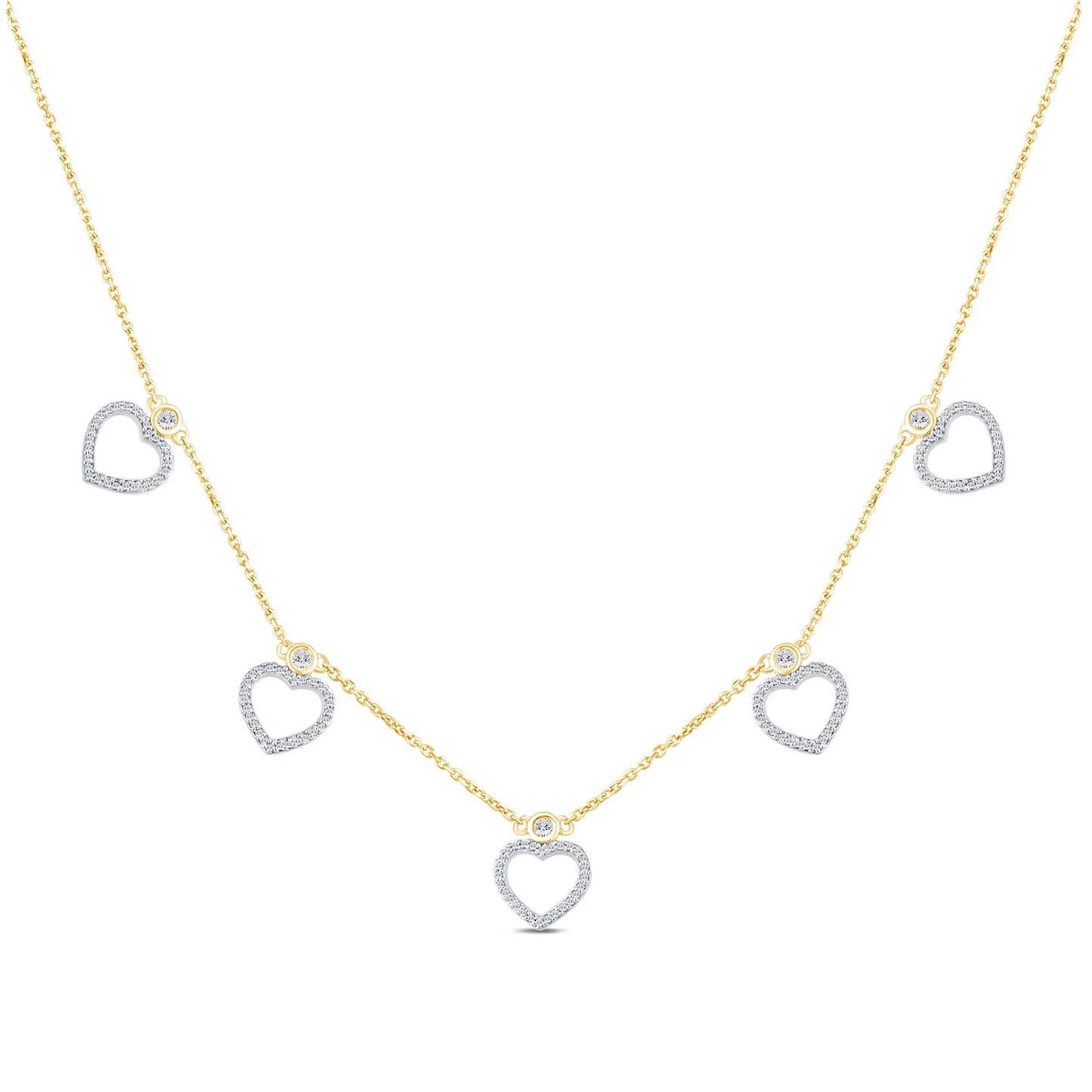 10K YELLOW GOLD .60 CARAT REAL DIAMOND HEART PENDANT NECKLACE WITH GOLD CHAIN