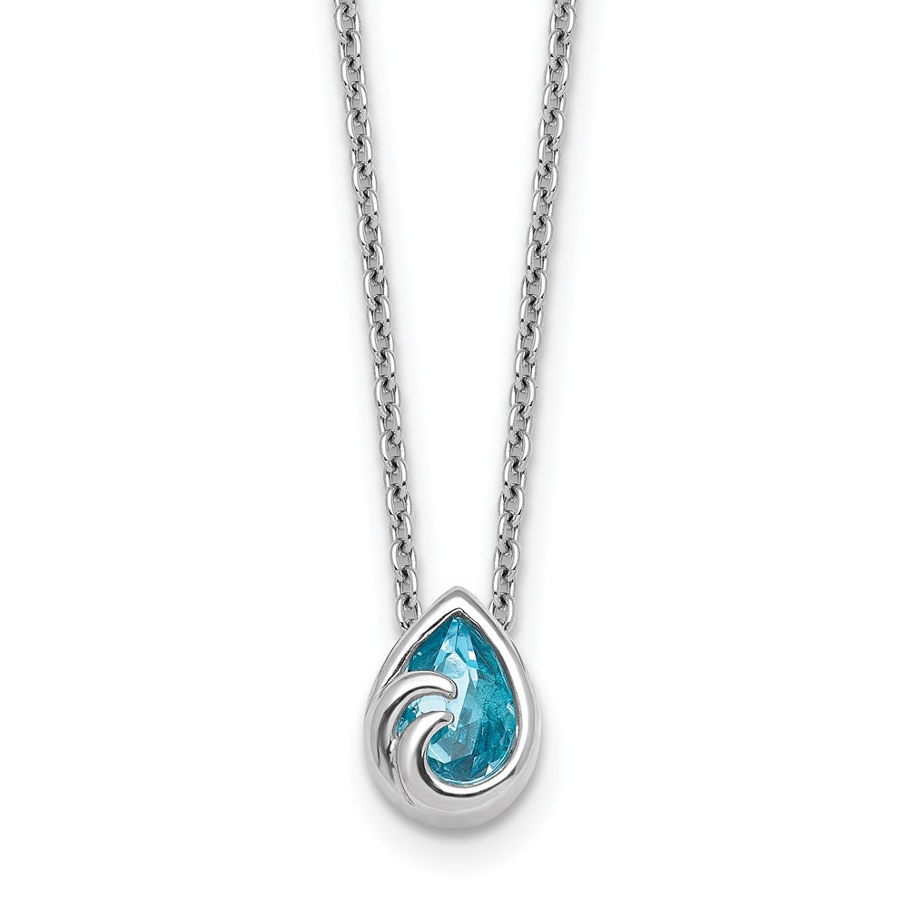 Sterling Silver RH-Plated Crystal Double Ocean Wave 16 +2in Necklace
