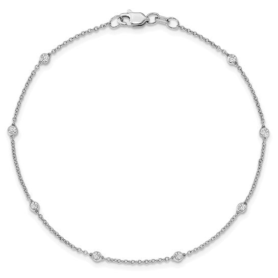 True Origin 14K White Gold 1/6 carat Lab Grown Diamond VS/SI D E F 7 Station 7 Inch Bracelet