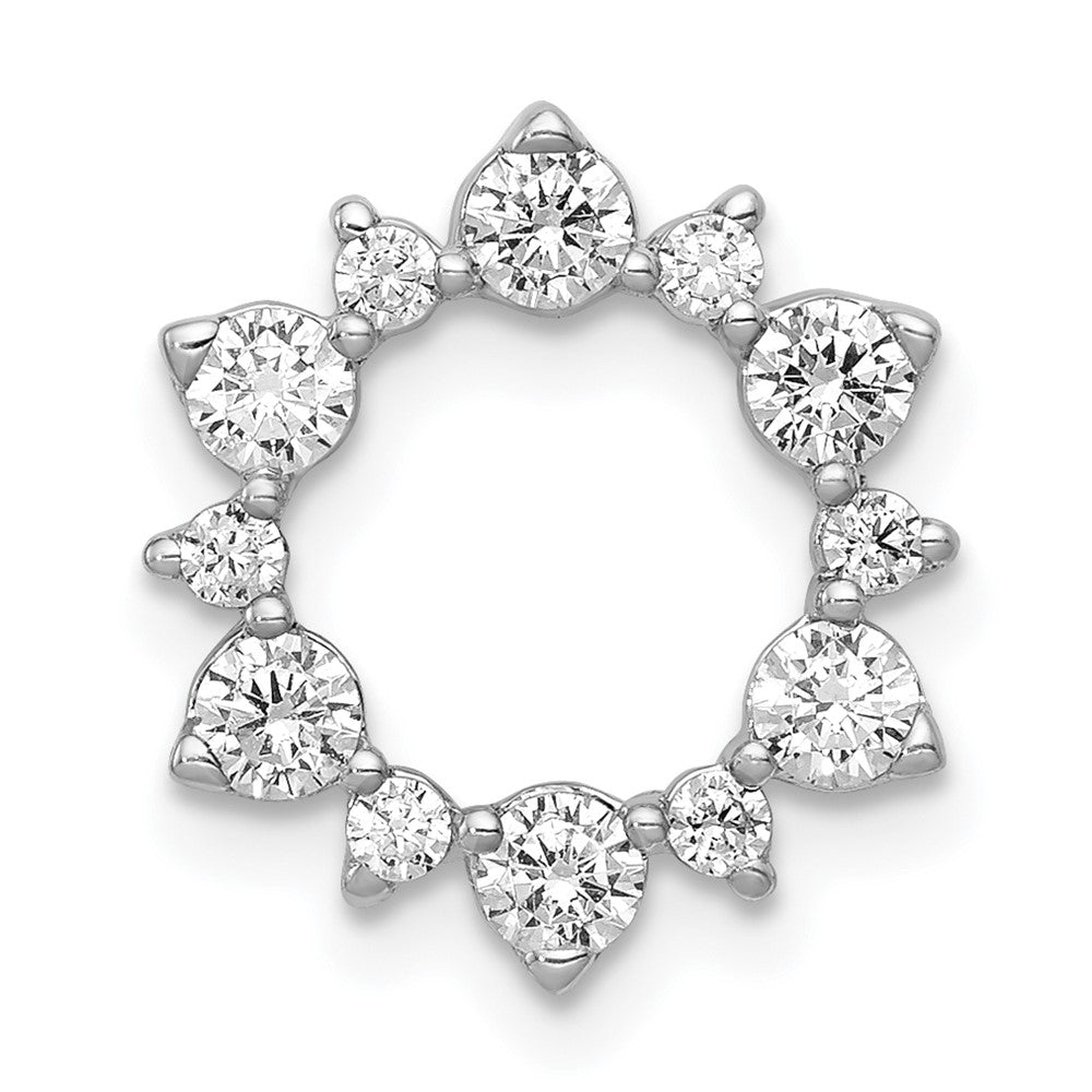14k White Gold Diamond Fancy Circle Chain Slide
