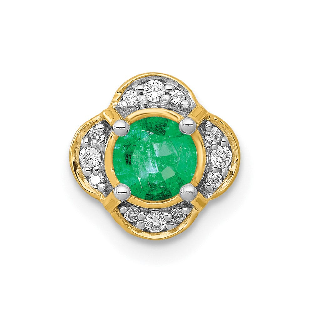 14k Diamond and .33 Emerald Fancy Chain Slide