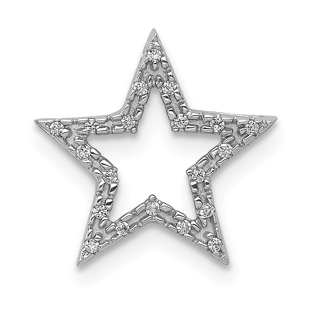 14k White Gold Small Diamond Star Chain Slide Pendant