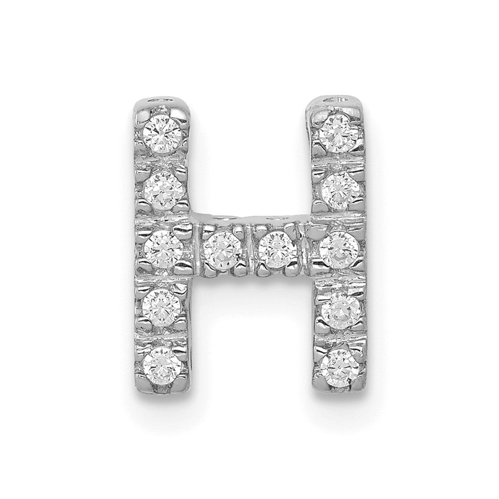 14K White Gold Diamond Letter H Initial Charm