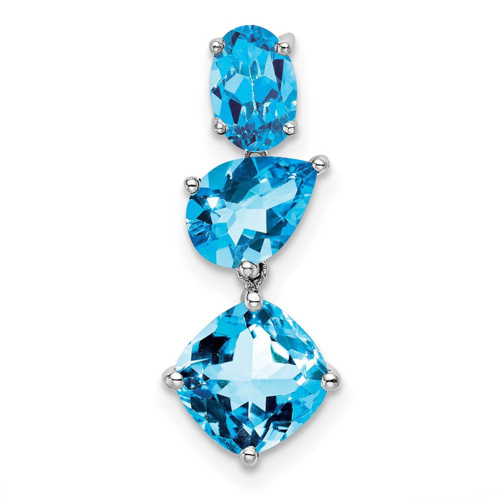 14k White Gold Blue Topaz & Sky Blue Chain Slide