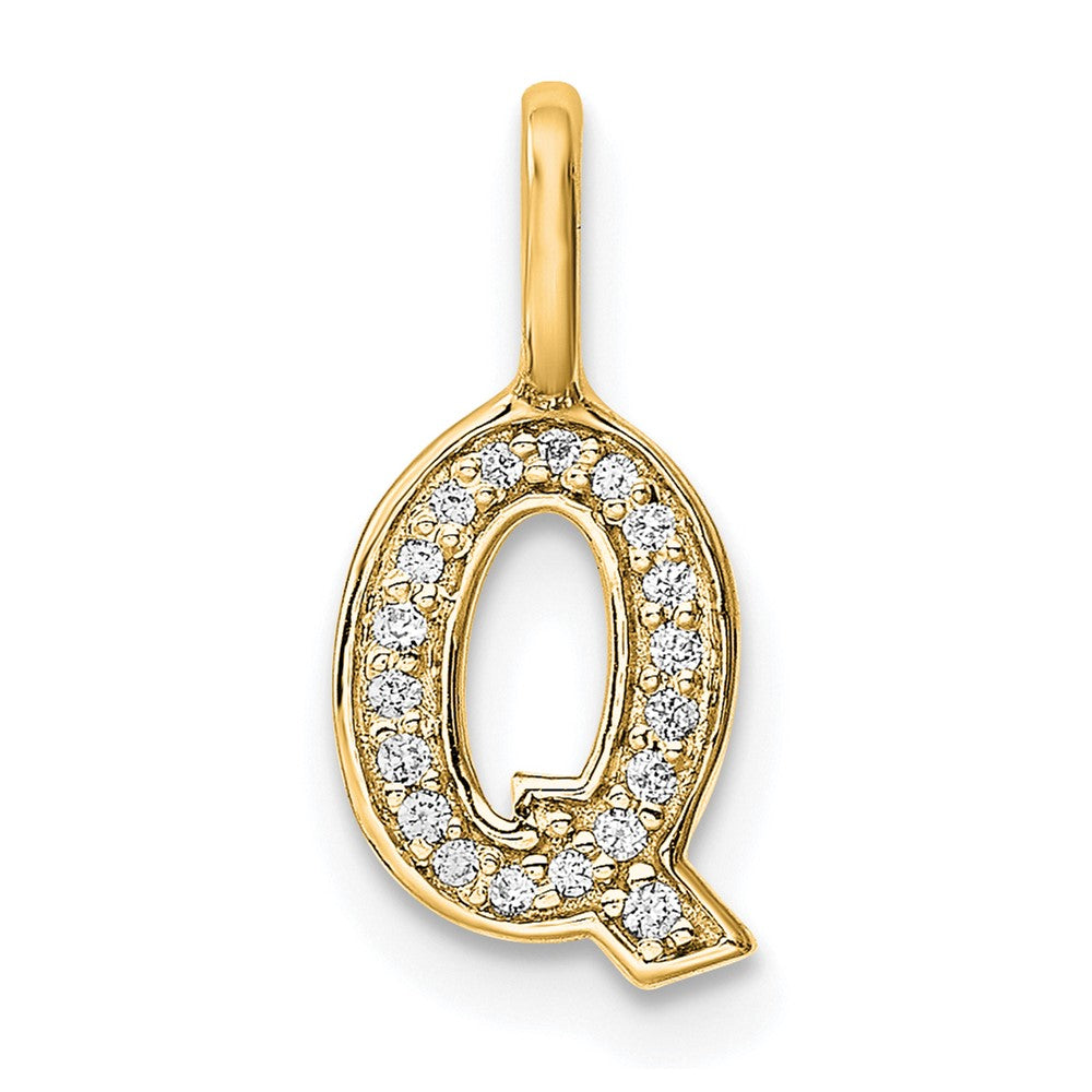 14K Gold Diamond Letter Q Initial Pendant