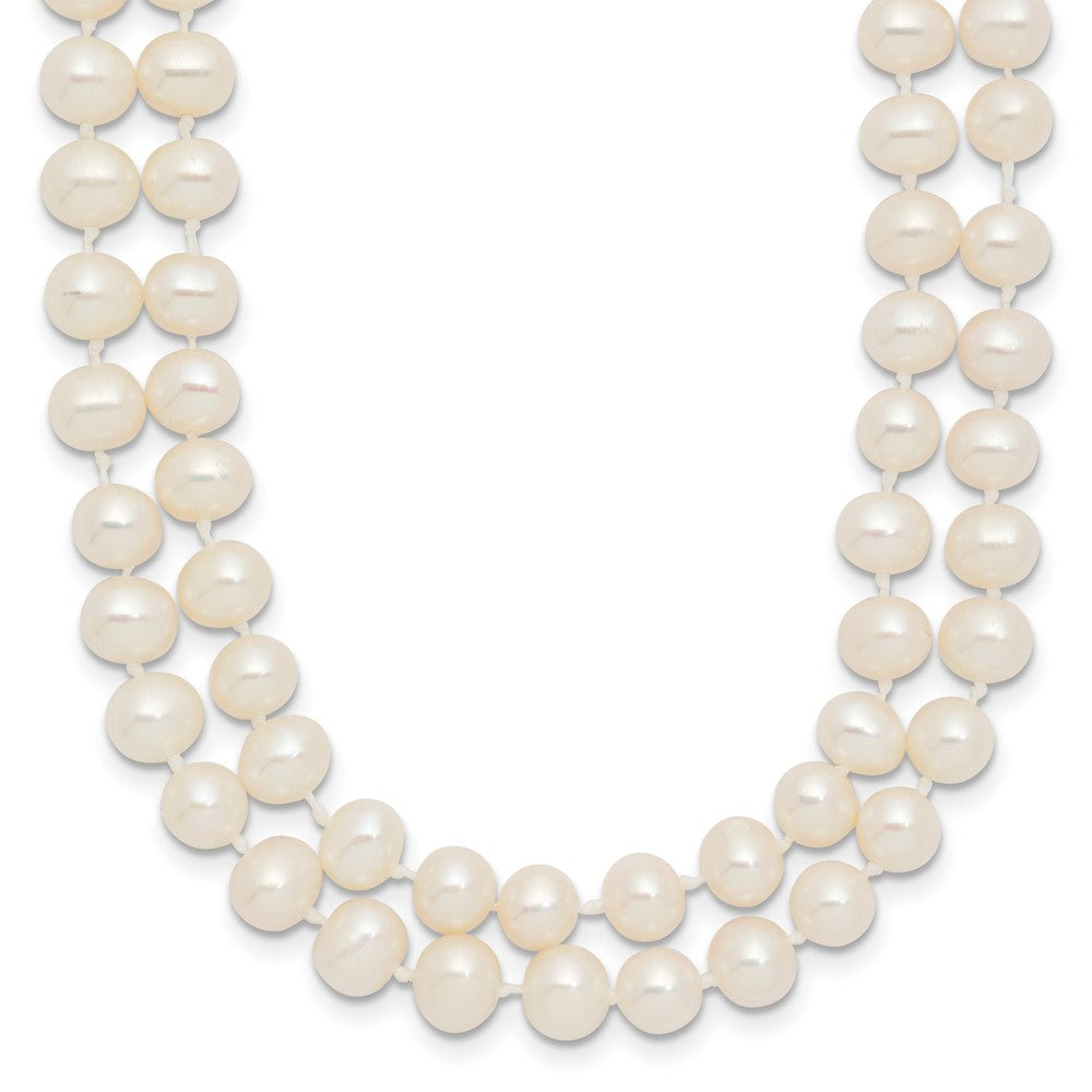 14k 5-6mm Near Rnd White FWC Pearl Double Strand 18in Necklace
