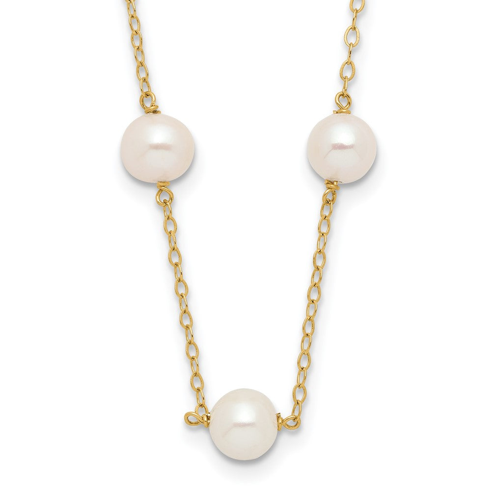 14K 5.5-6.5mm White Near Round FW Cultured Pearl 12-station Necklace