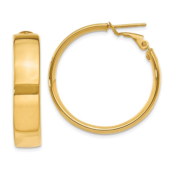 14k 6.75mm Large Omega Back Hoop Earrings