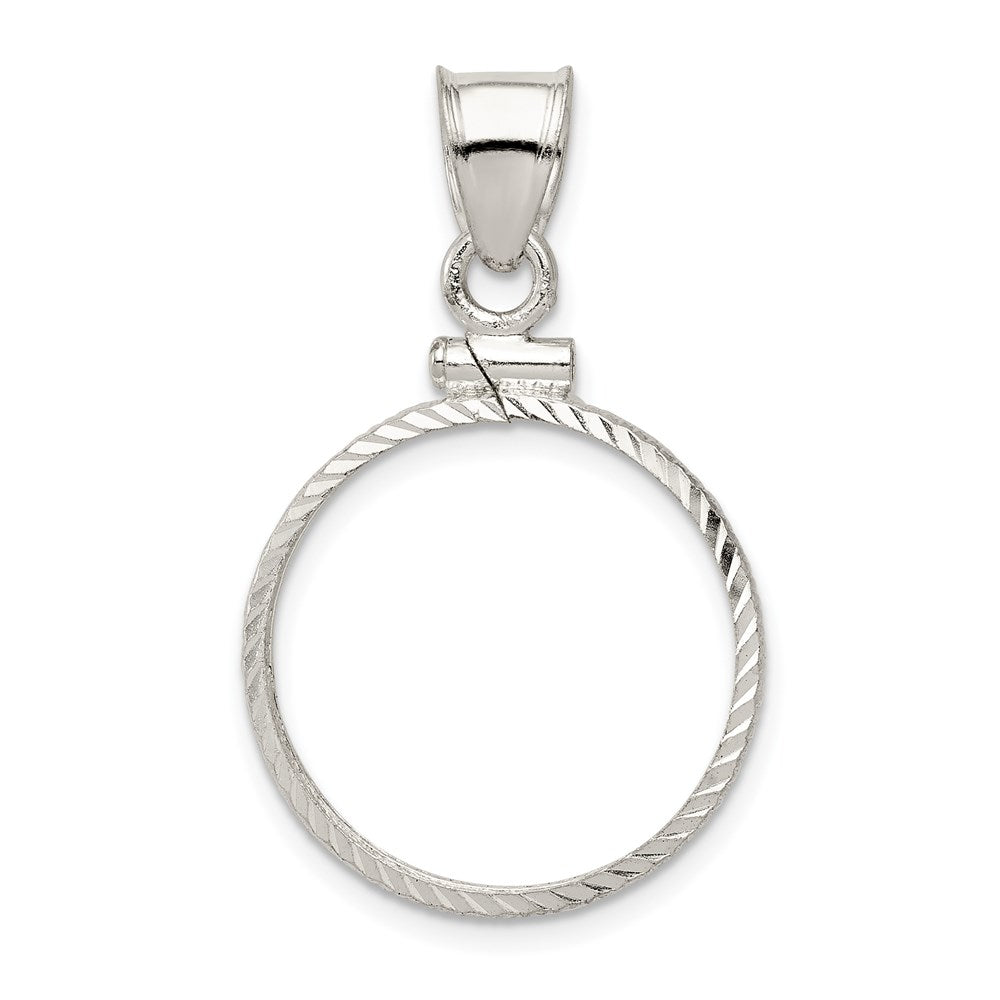 Sterling Silver 19.1 x 1.5mm $0.01 Screw Top Coin Diamond-cut Bezel Pendant