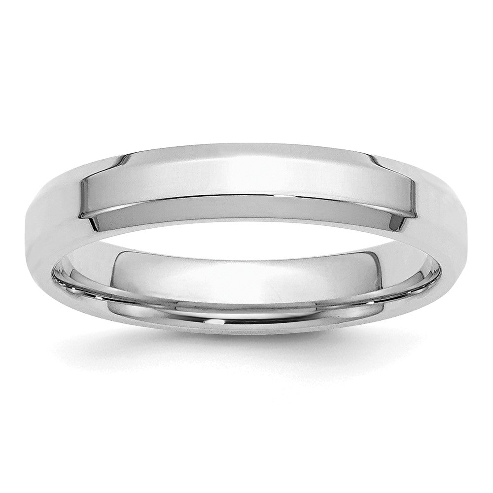 Sterling Silver Rhodium-plated 4mm Bevel Edge Size 4 Band