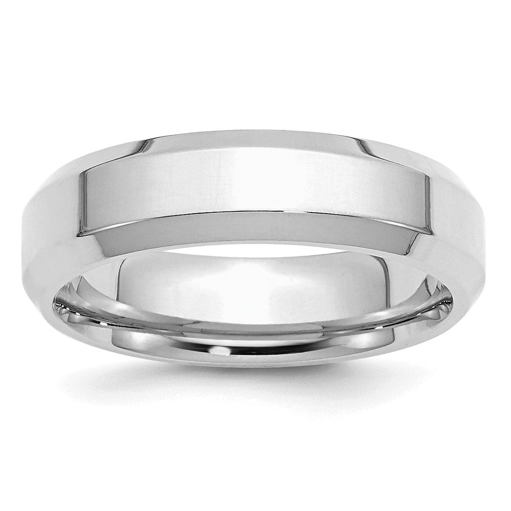 Sterling Silver Rhodium-plated 6mm Bevel Edge Size 5 Band