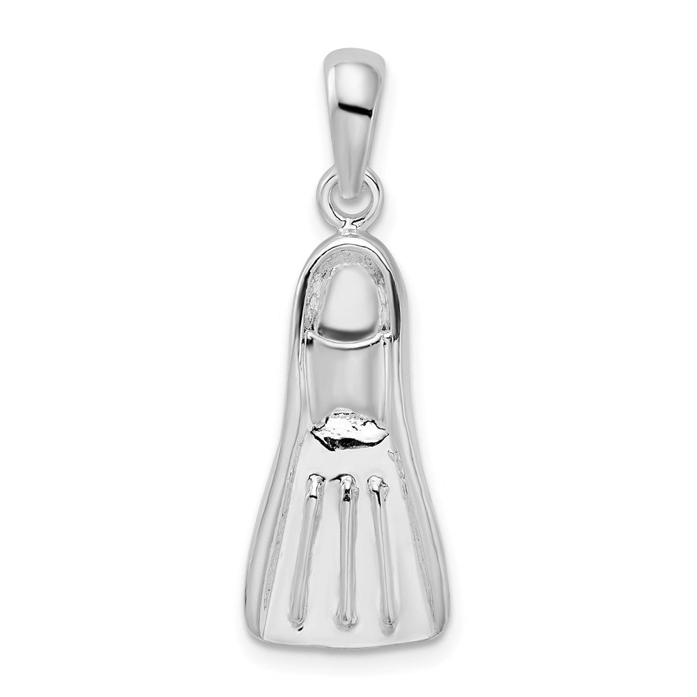 Sterling Silver Rhodium-plated Polished 3D Scuba Flipper Pendant
