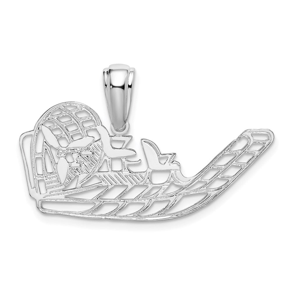 Sterling Silver Rhodium-plated Polished Cut-out Flat Airboat Pendant