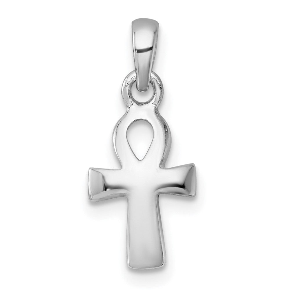 Sterling Silver Rhodium-plated Polished Ankh Cross Pendant