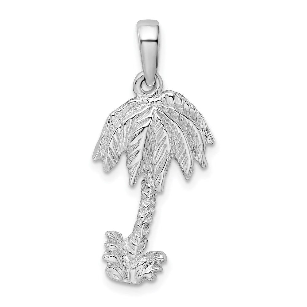 Sterling Silver Rhodium-plated Polished Palm Tree Pendant