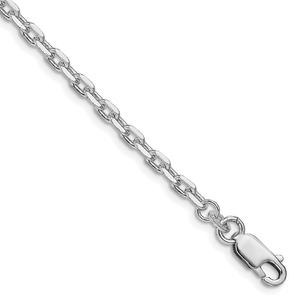 Sterling Silver Rhodium-plated 3.25mm Beveled Oval Cable Chain