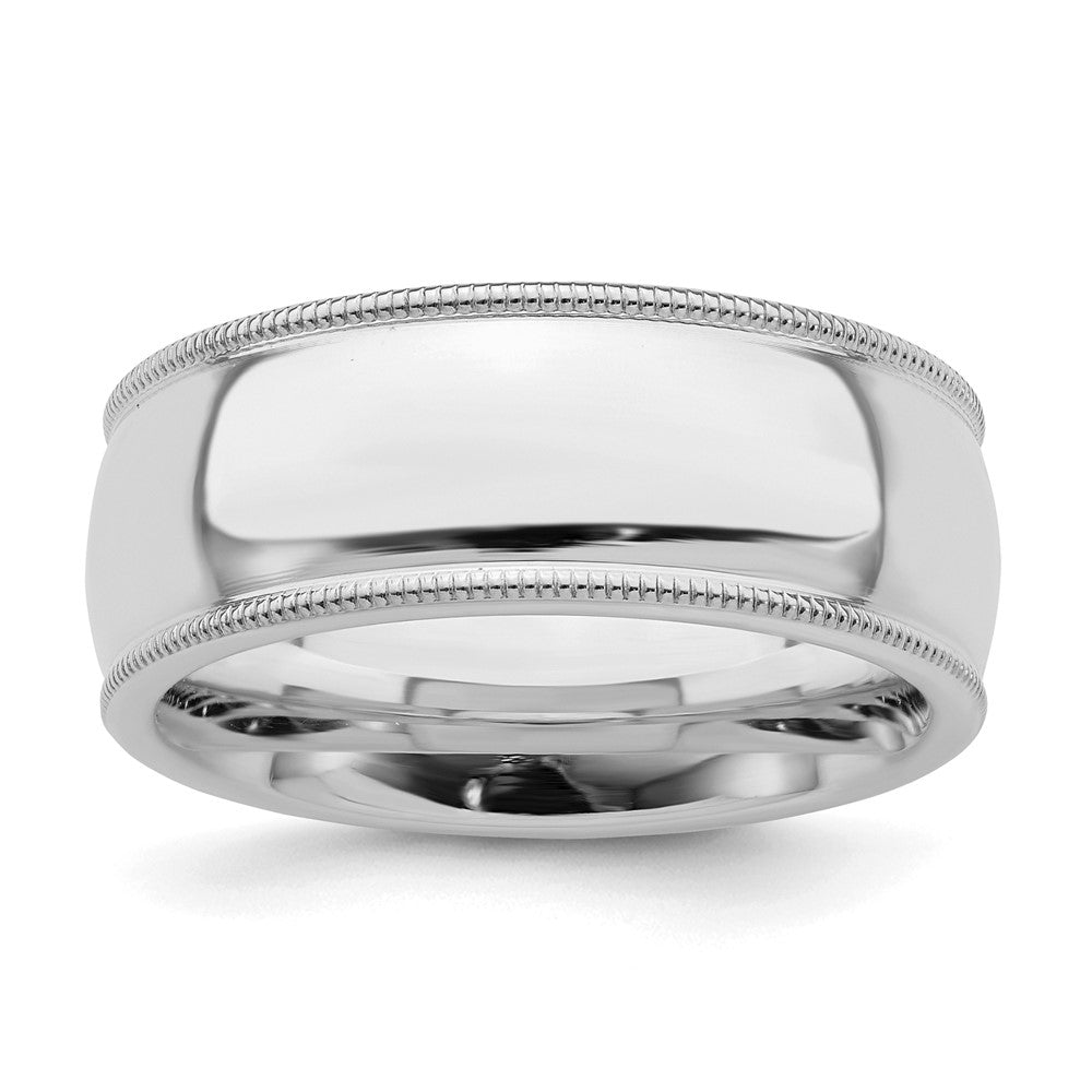 Sterling Silver Rhodium-plated 8mm Comfort Fit Milgrain Size 4.5 Band