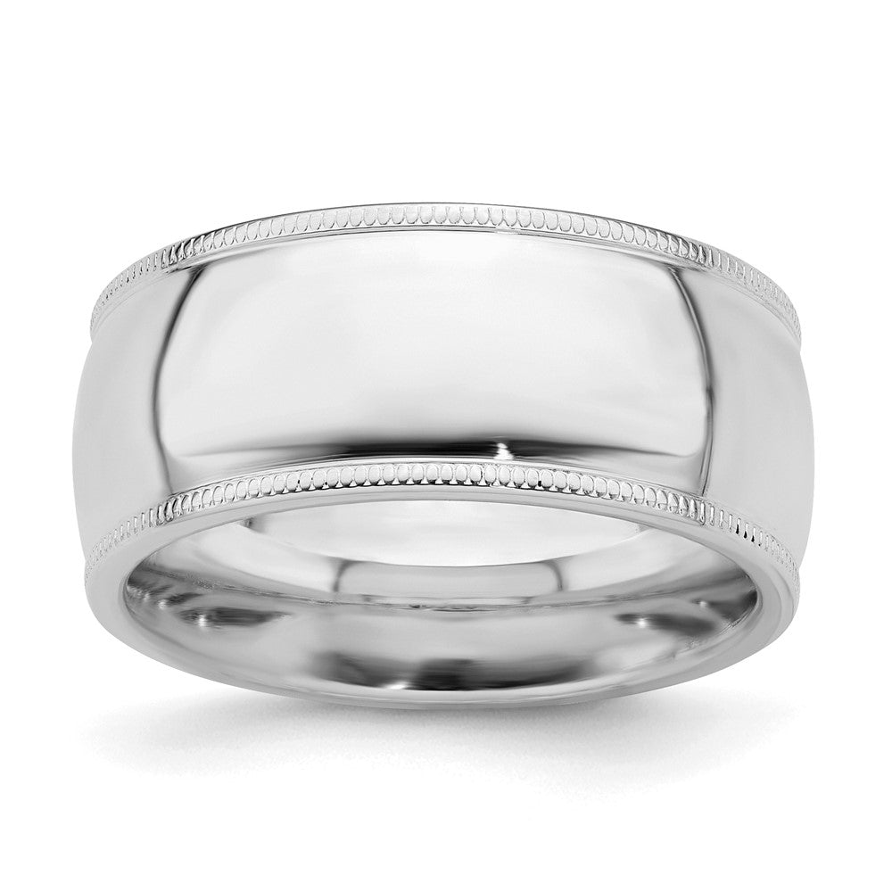 Sterling Silver Rhodium-plated 9mm Comfort Fit Milgrain Size 5 Band