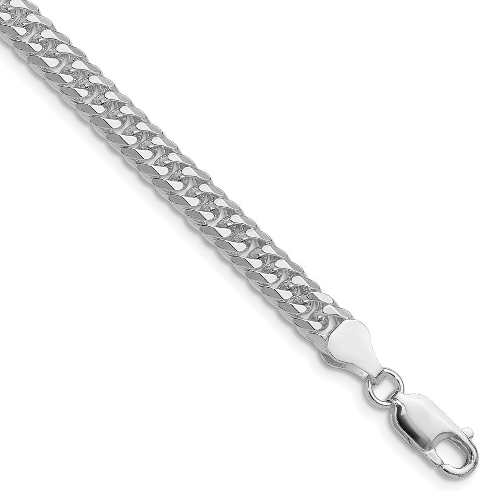Sterling Silver Rhodium-plated 5.7mm Double Diamond-cut Curb Chain