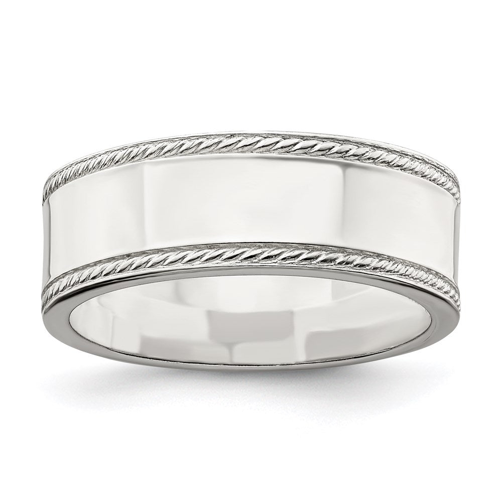 Sterling Silver 7mm Design Edge Band