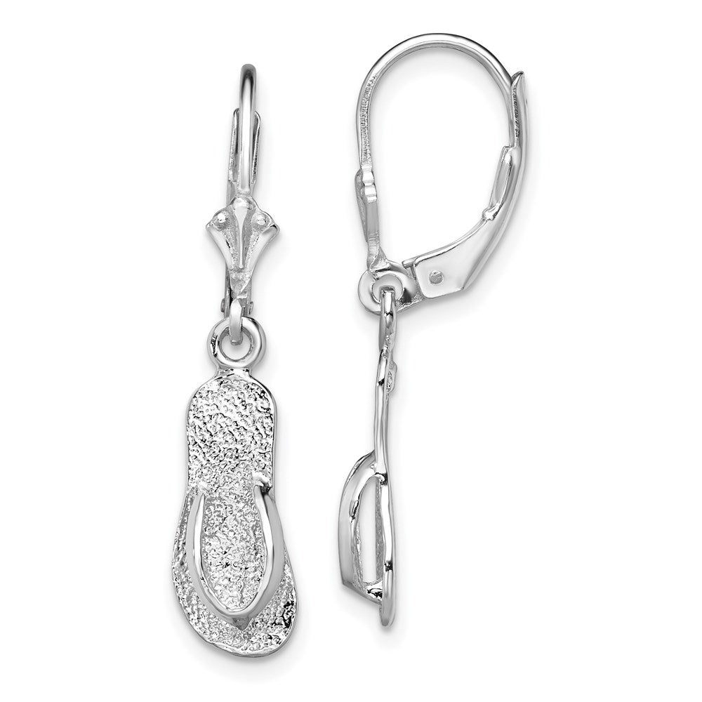 Sterling Silver Rhodium-plated Polished Lg. Flip-flop Leverback Earrings