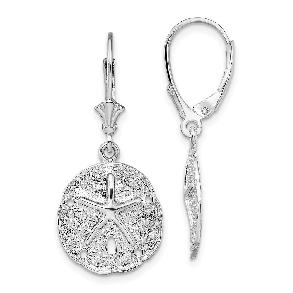 Sterling Silver Rhodium-plated Sand Dollar/Starfish Leverback Earrings