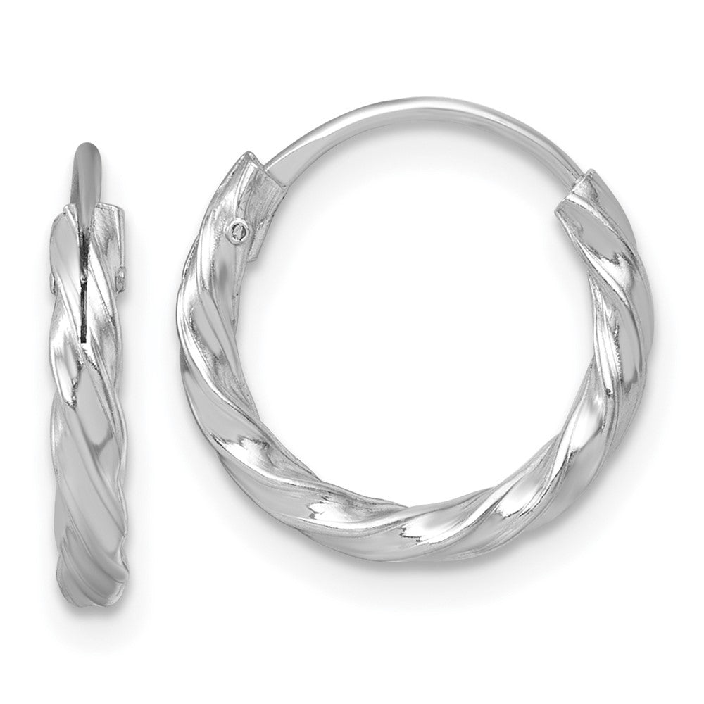 SS RH-pltd Polished Twisted 15.5x2.25mm Round Hoop Earrings