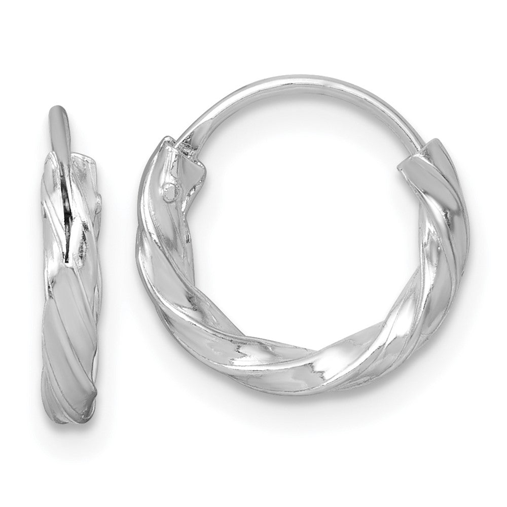 SS RH-pltd Polished Twisted 13x2.25mm Round Hoop Earrings