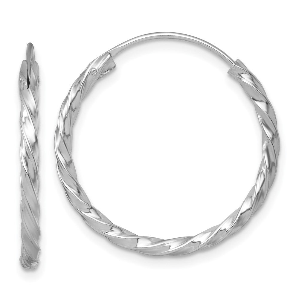 SS RH-pltd Polished Twisted 26x2.25mm Round Hoop Earrings
