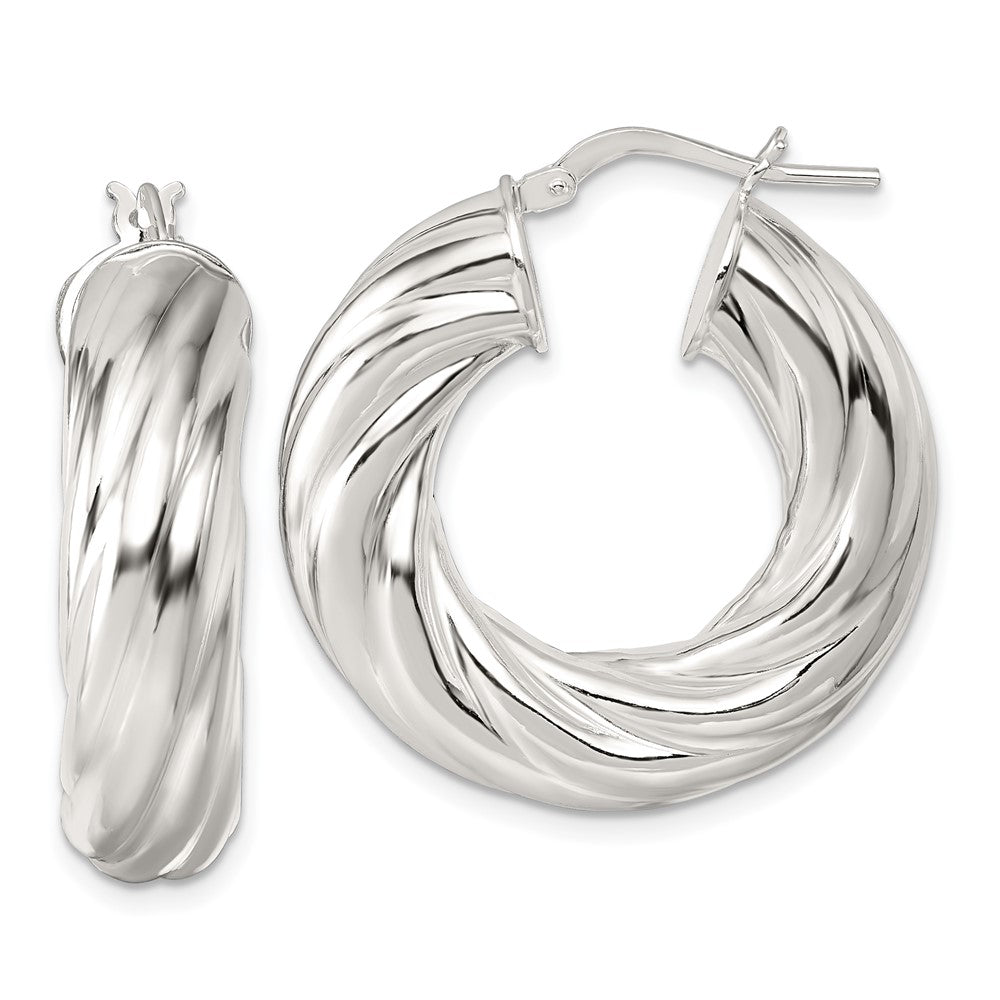 Sterling Silver Polished 8mm Twisted Hoop Earrings