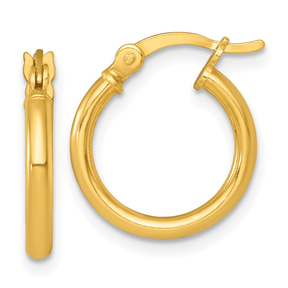 Sterling Silver Gold-tone Polished 2.0mm Round Hoop Earrings