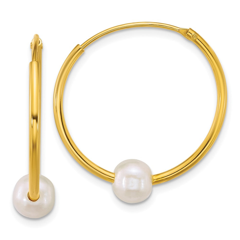 Sterling Silver Gold-plated 6-7mm FWC Pearl Hoop Earrings