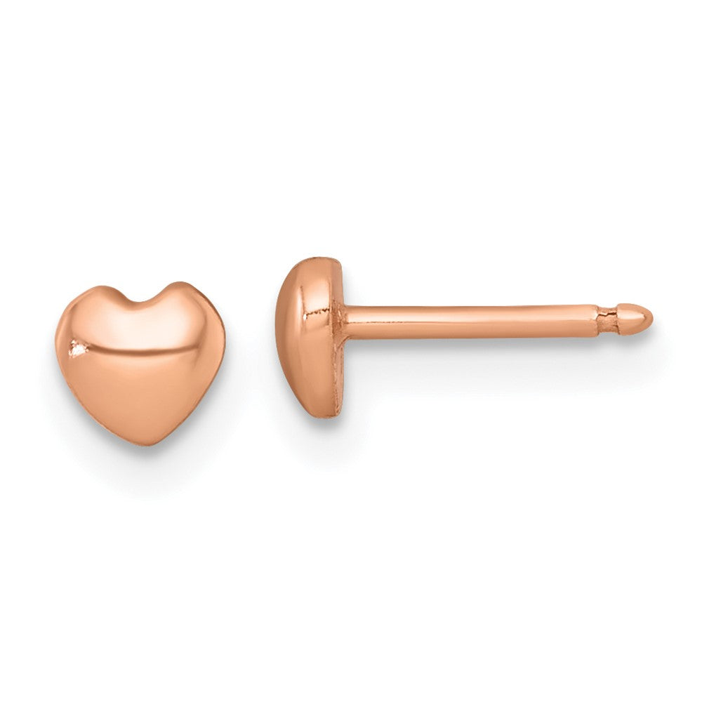 Sterling Silver Rose-tone Polished Heart Children's Post Earrings