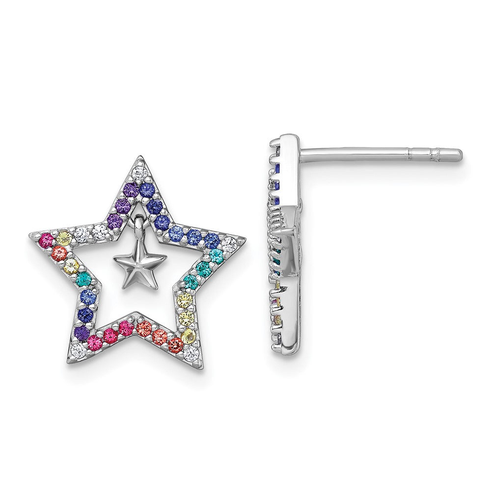 SS RH-pl Color Nano Crystals Star w/ Mini Star Children's Post Earrings