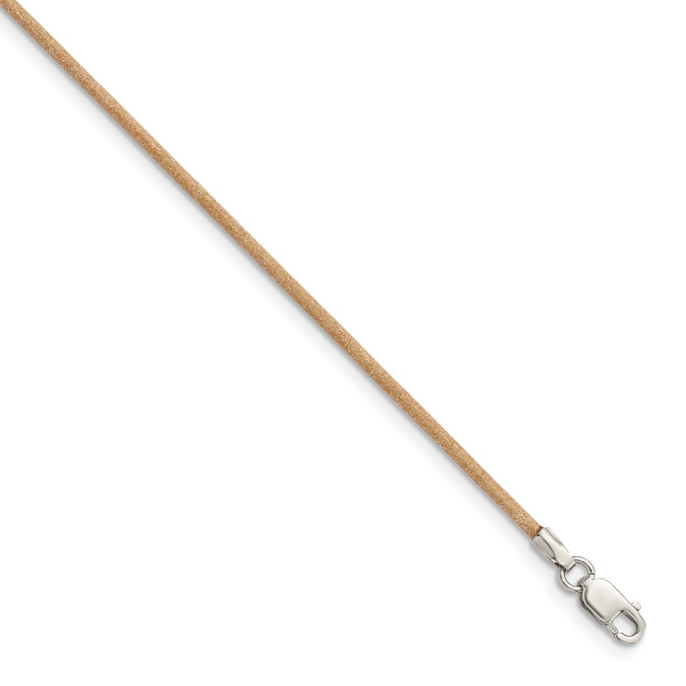 Sterling Silver 16inch 1.5mm Natural Leather Cord Necklace