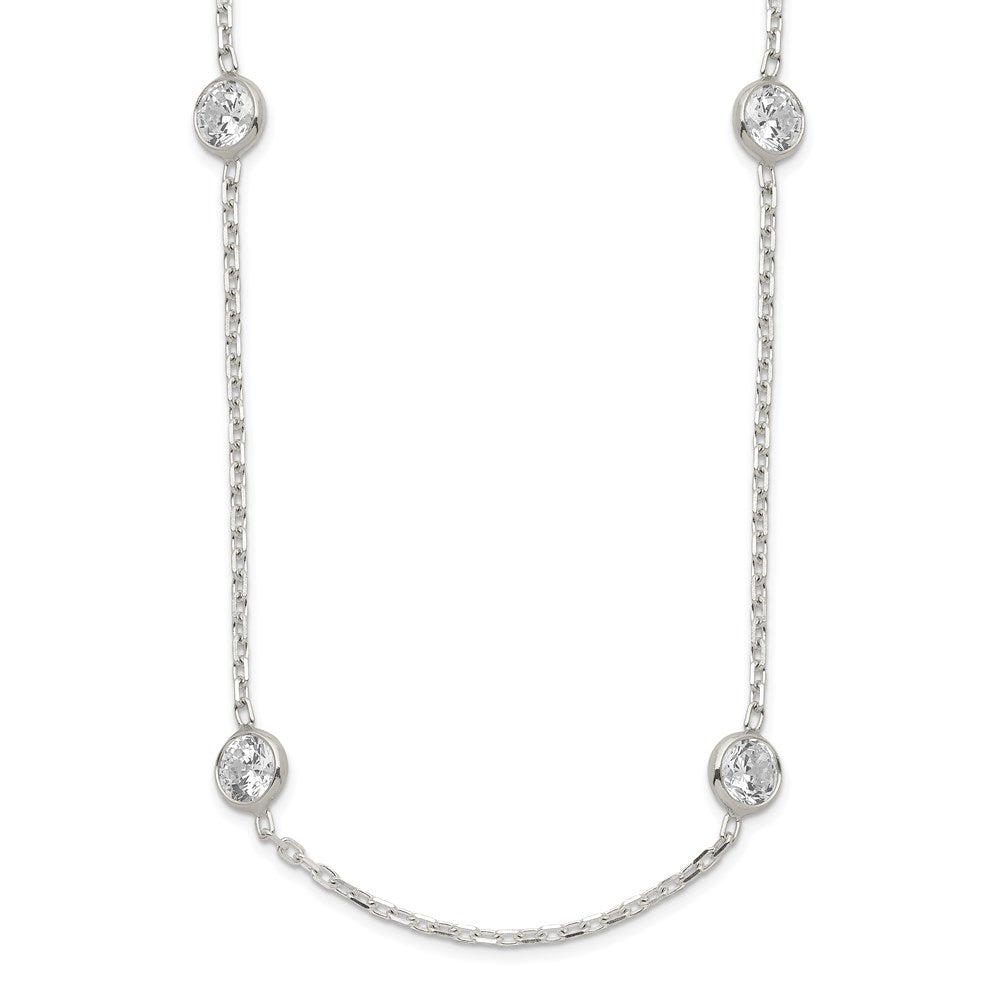 Sterling Silver 24 Inch w/2 in ext. 12-Station CZ Necklace