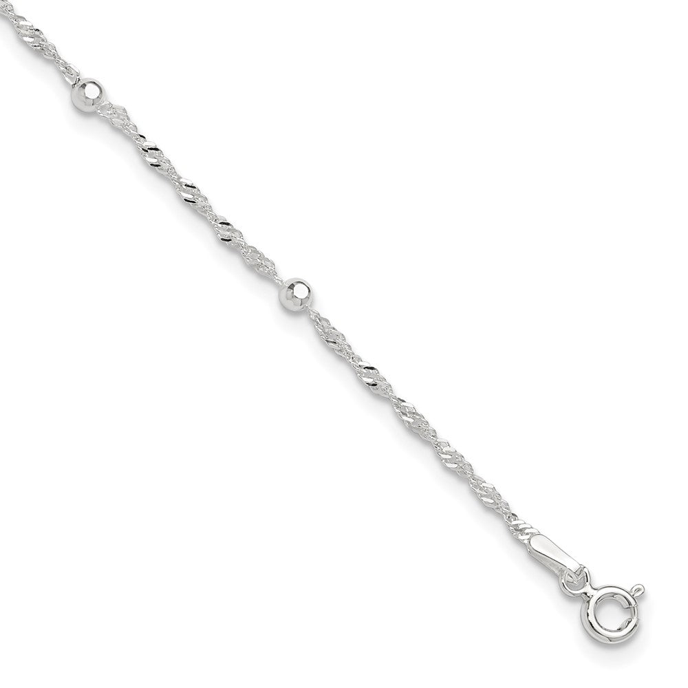Sterling Silver 9in Plus 1in ext. Anklet