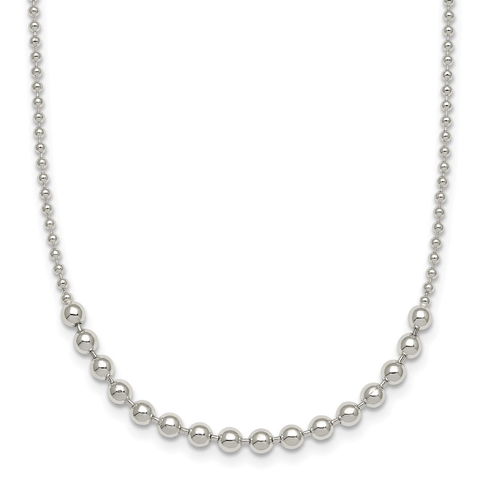 Sterling Silver Polished Beaded 18 Inch Necklace