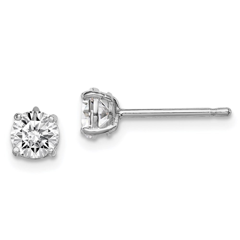Madi K-Sterling Silver Rhodium-plated 5mm Round CZ Stud Earrings