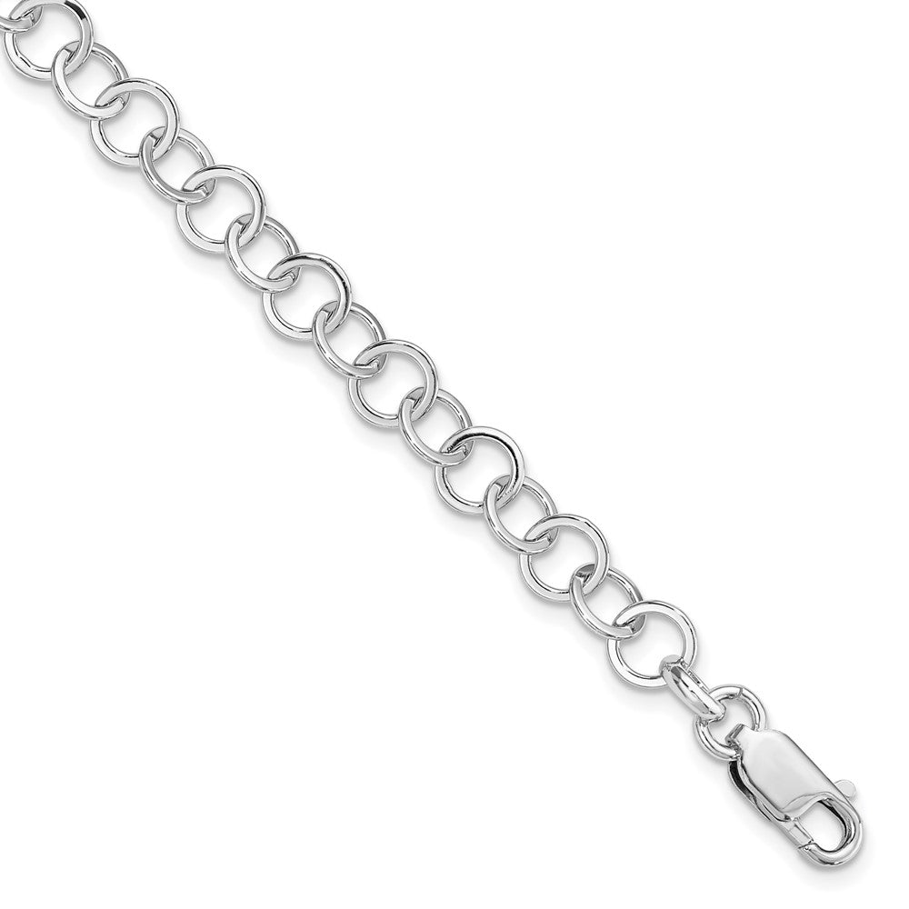 Sterling Silver Amore La Vita Rhod-pl 7.5 inch Fancy Link Charm Bracelet