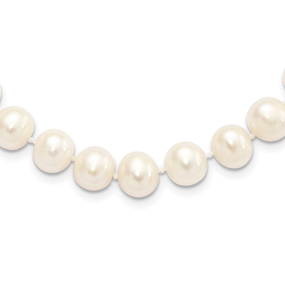Sterling Silver Rhodium-plated 9-10mm White FWC Pearl Necklace