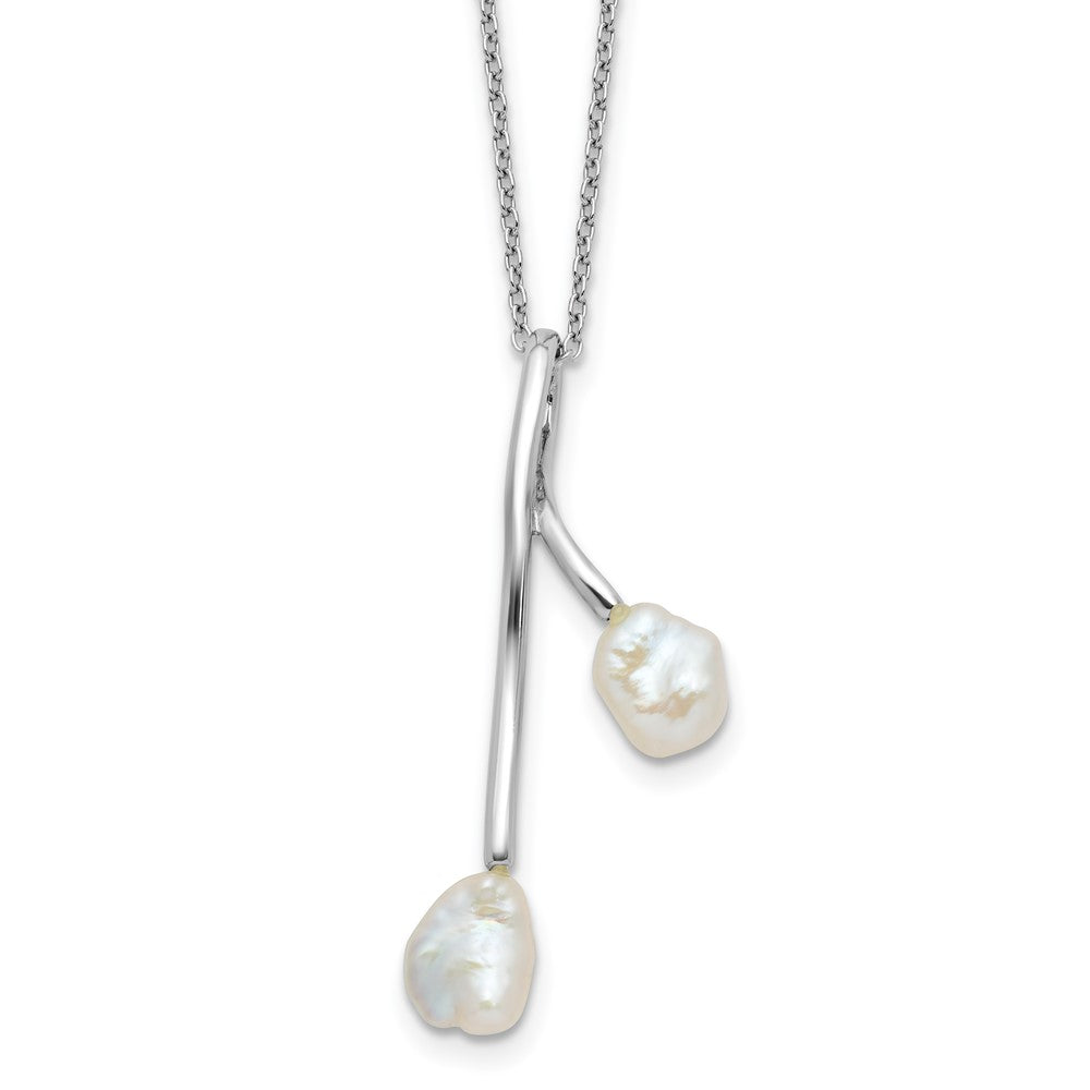 Sterling Silver Rhodium-plated 7-8mm Keshi FWC Pearl 17in Necklace