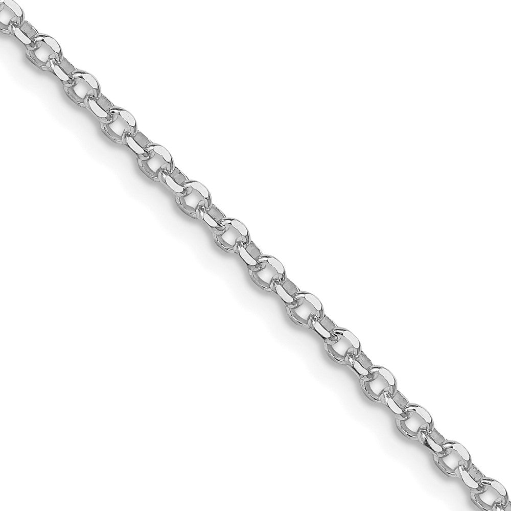 Sterling Silver Rh-plated 2.6mm Diamond-cut w/4in ext. Rolo Cable Chain