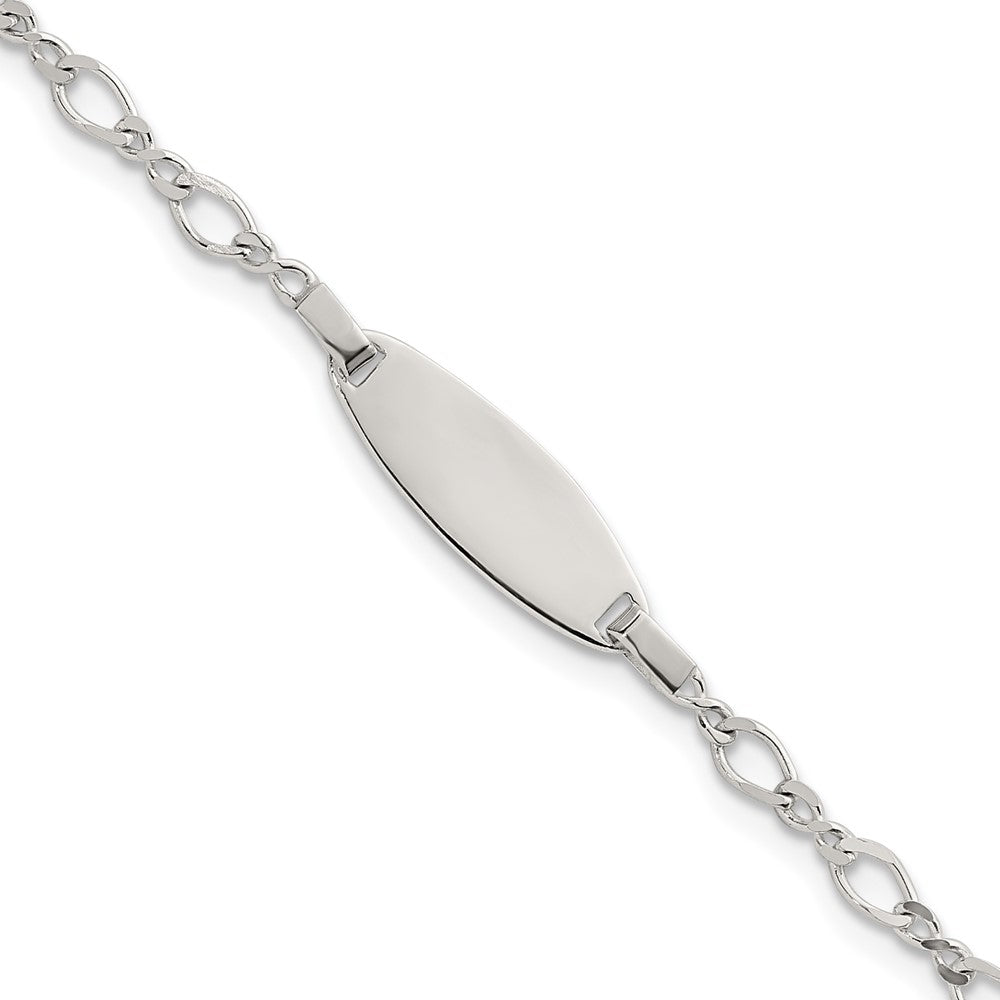 Sterling Silver Polished Fancy Link 5in w/ 1in Ext Children's ID Bracelet
