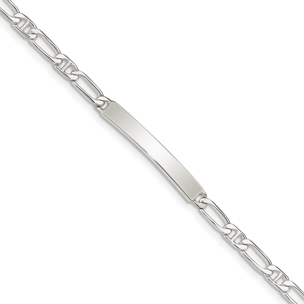 Sterling Silver Polished Engraveable Anchor Link ID Bracelet
