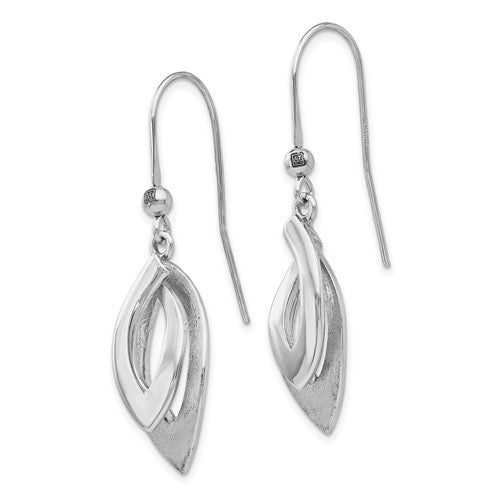 Leslie's Sterling Silver Polished and Brushed Shepherd Hook Earrings