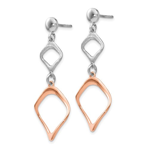 Leslie's Sterling Silver Rose Gold-plated Post Dangle Earrings