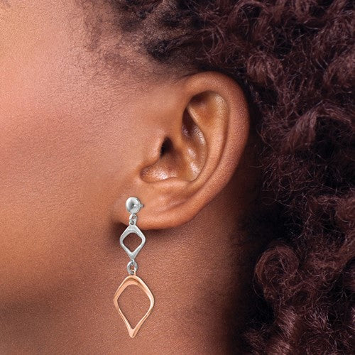 Leslie's Sterling Silver Rose Gold-plated Post Dangle Earrings