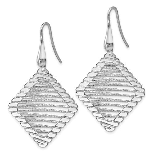 Leslie's Sterling Silver Rhodium-plated Shepherd Hook Earrings